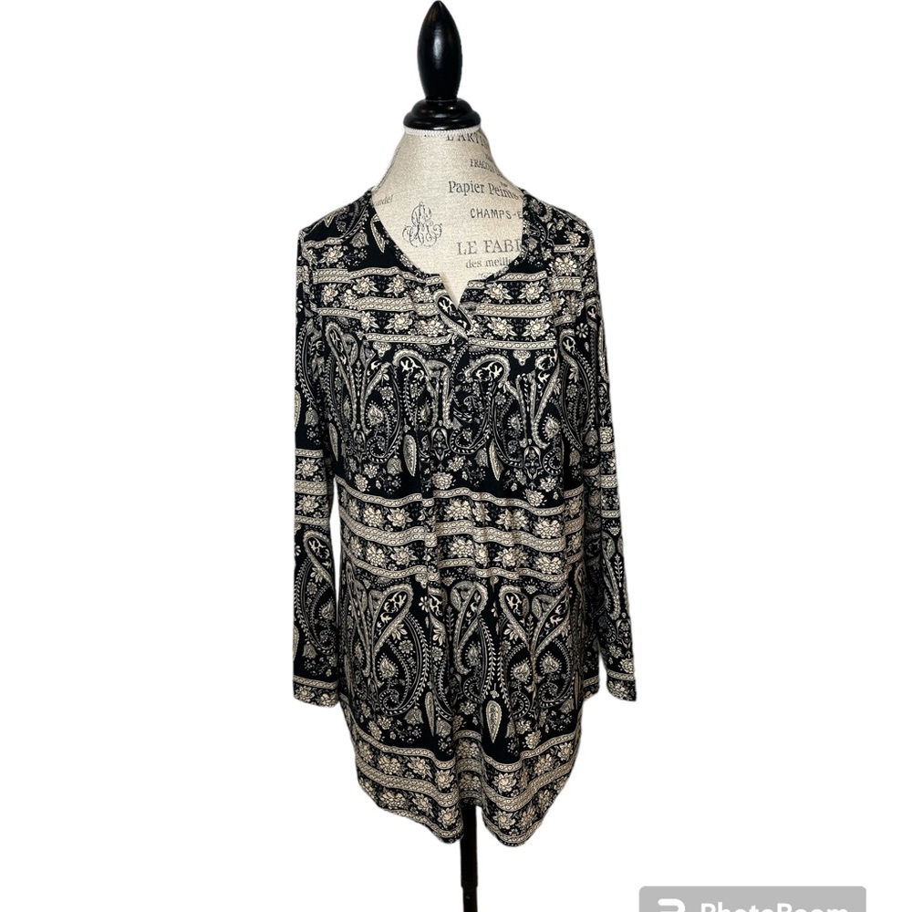Folunsi floral print tunic top long sleeves v neck